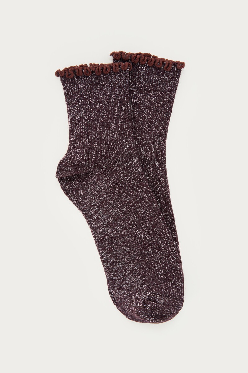 Purple lurex socks with ruffles | My Jewellery