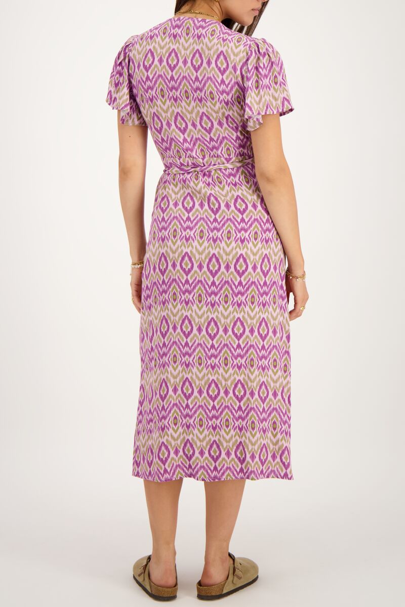 Purple midi wrap dress with aztec print | My Jewellery