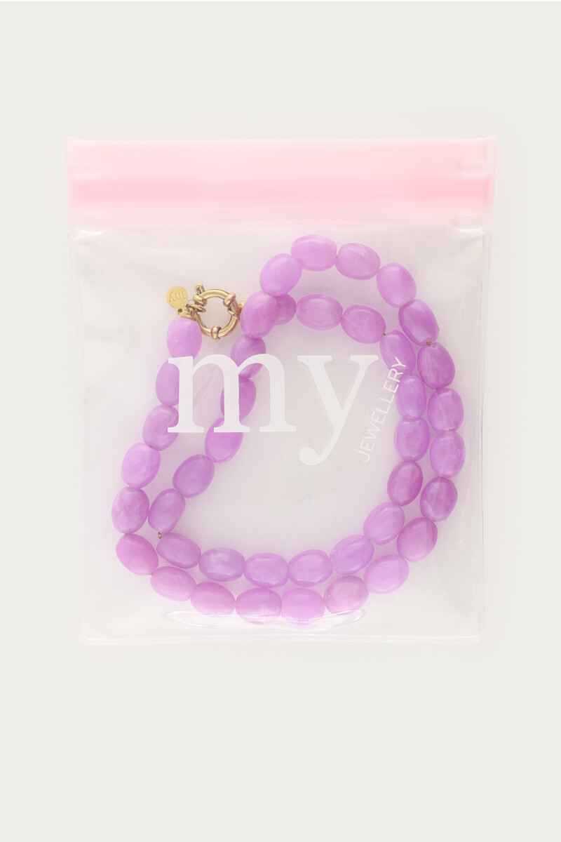 Purple minimalist beaded necklace