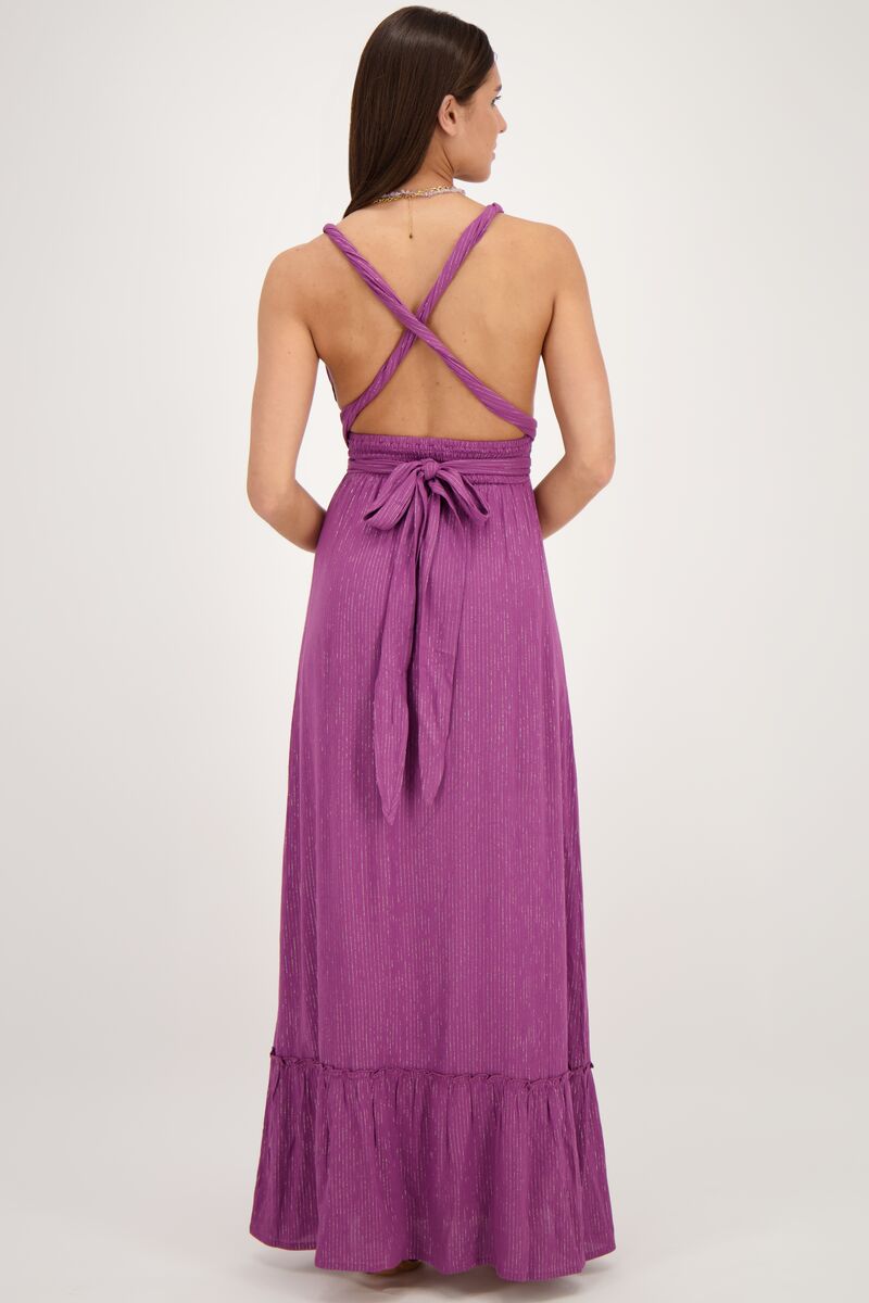 Purple multiway maxi dress with lurex
