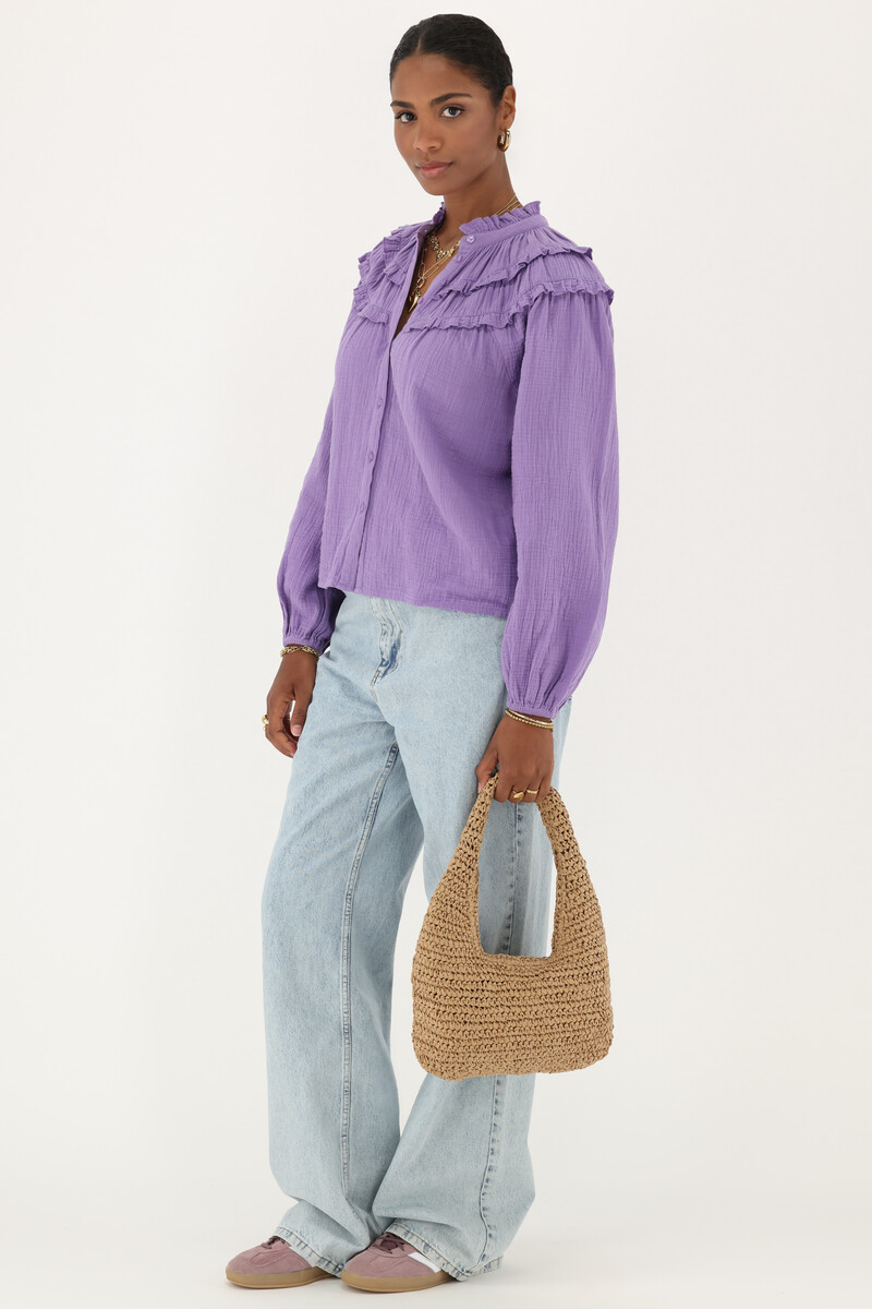 Purple muslin blouse with ruffles | My Jewellery