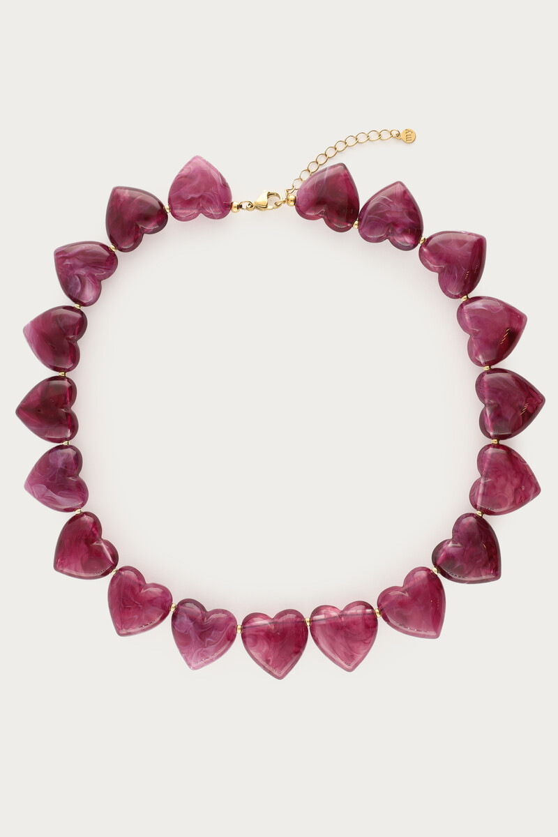 Purple statement necklace with hearts | My Jewellery