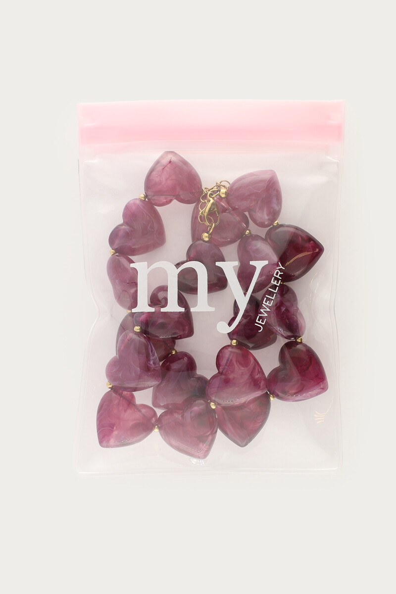 Purple statement necklace with hearts | My Jewellery