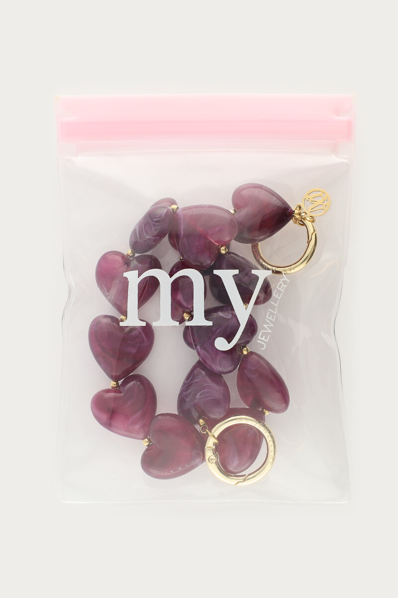 Purple phone cord with hearts | My Jewellery