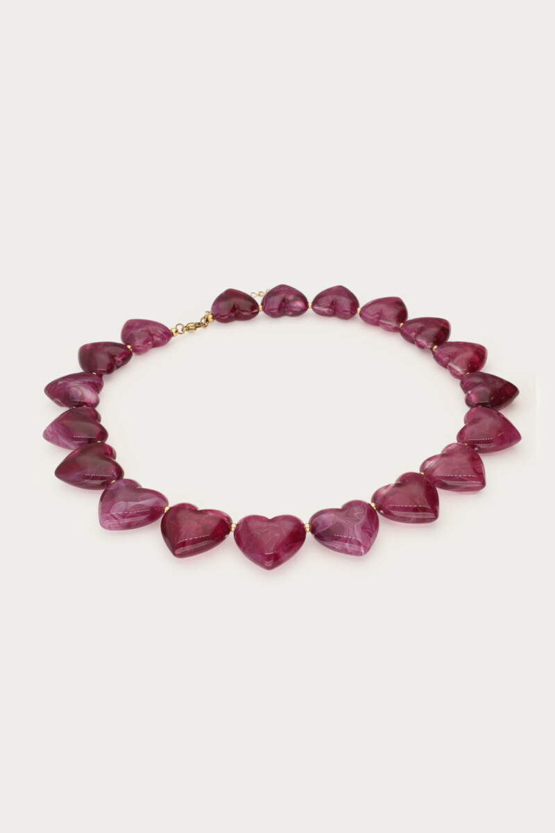 Purple statement necklace with hearts | My Jewellery