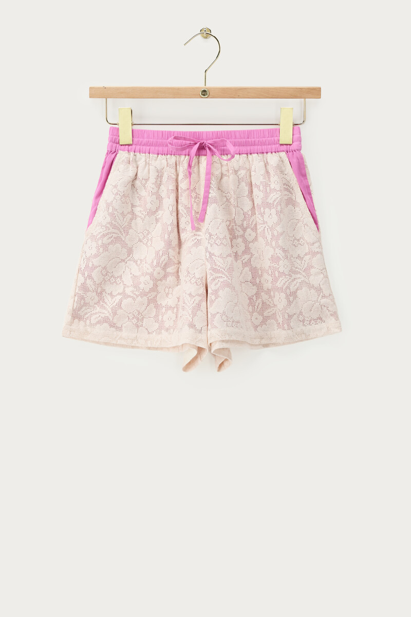 Pink lace shorts with floral pattern | My Jewellery