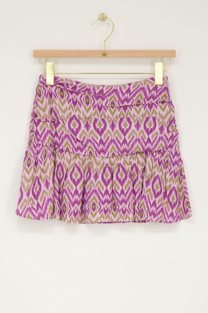Purple skort with aztec print | My Jewellery
