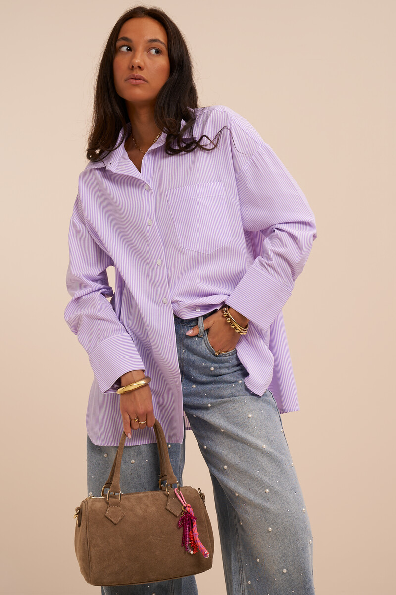 Purple striped oversized blouse | My Jewellery