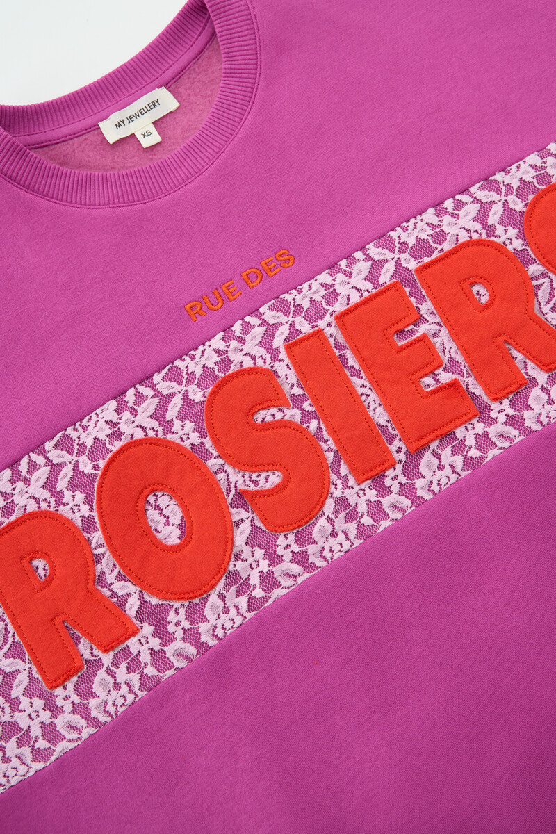 Purple sweater with lace "Rue des rosiers" | My Jewellery