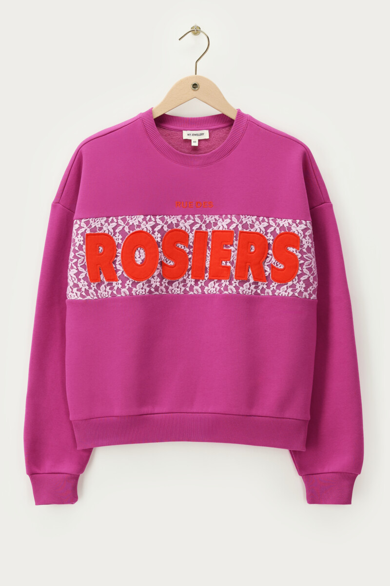 Purple sweater with lace "Rue des rosiers" | My Jewellery