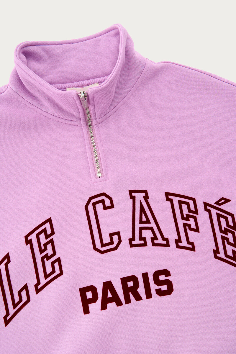 Purple sweatshirt with zip "Le cafe paris" | My Jewellery
