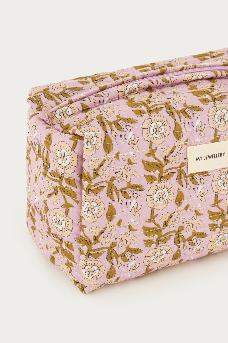 Purple toiletry bag set with floral print | My Jewellery