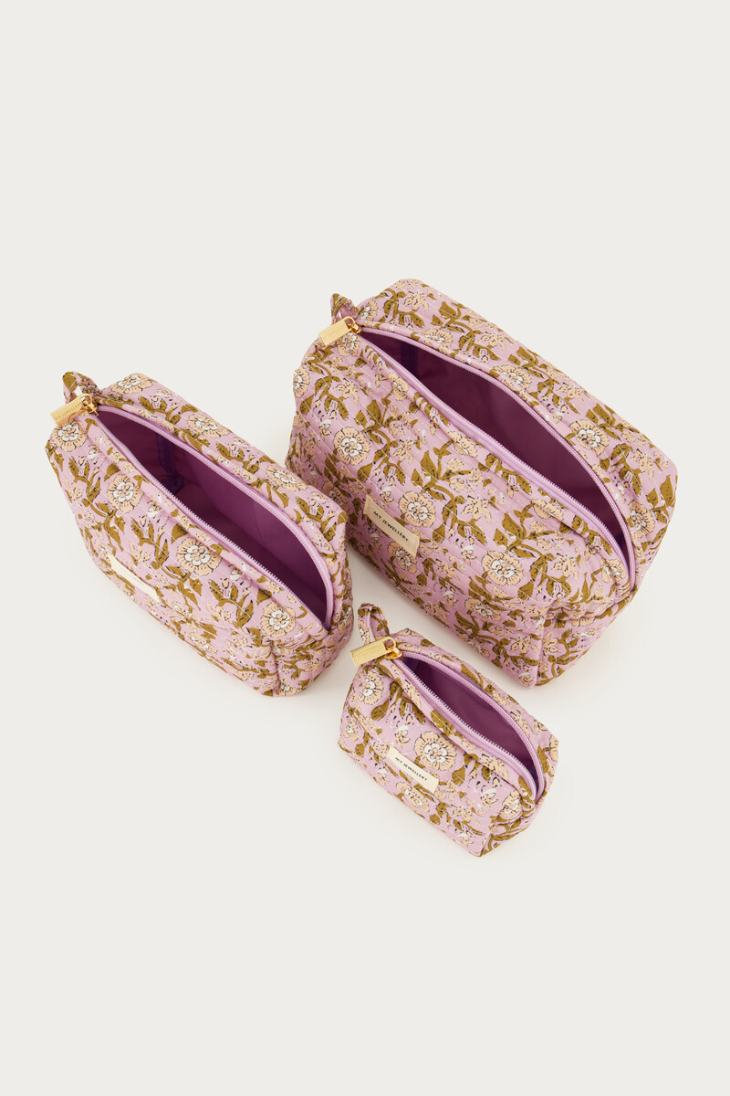 Purple toiletry bag set with floral print | My Jewellery