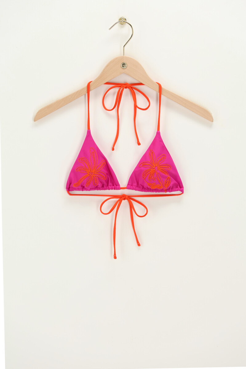Purple triangle bikini top with embroidery | My Jewellery