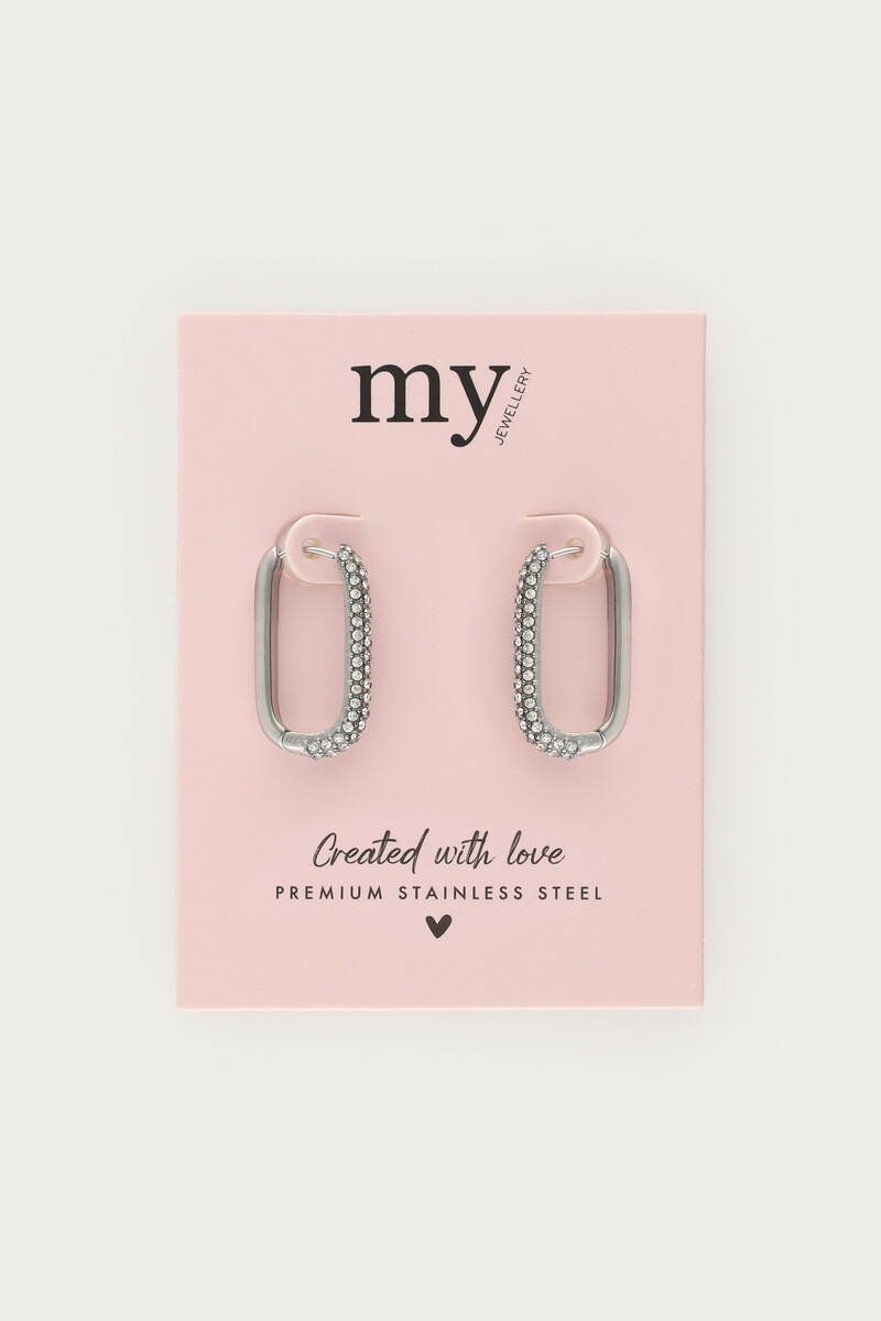 Rectangular earrings with stones | My Jewellery