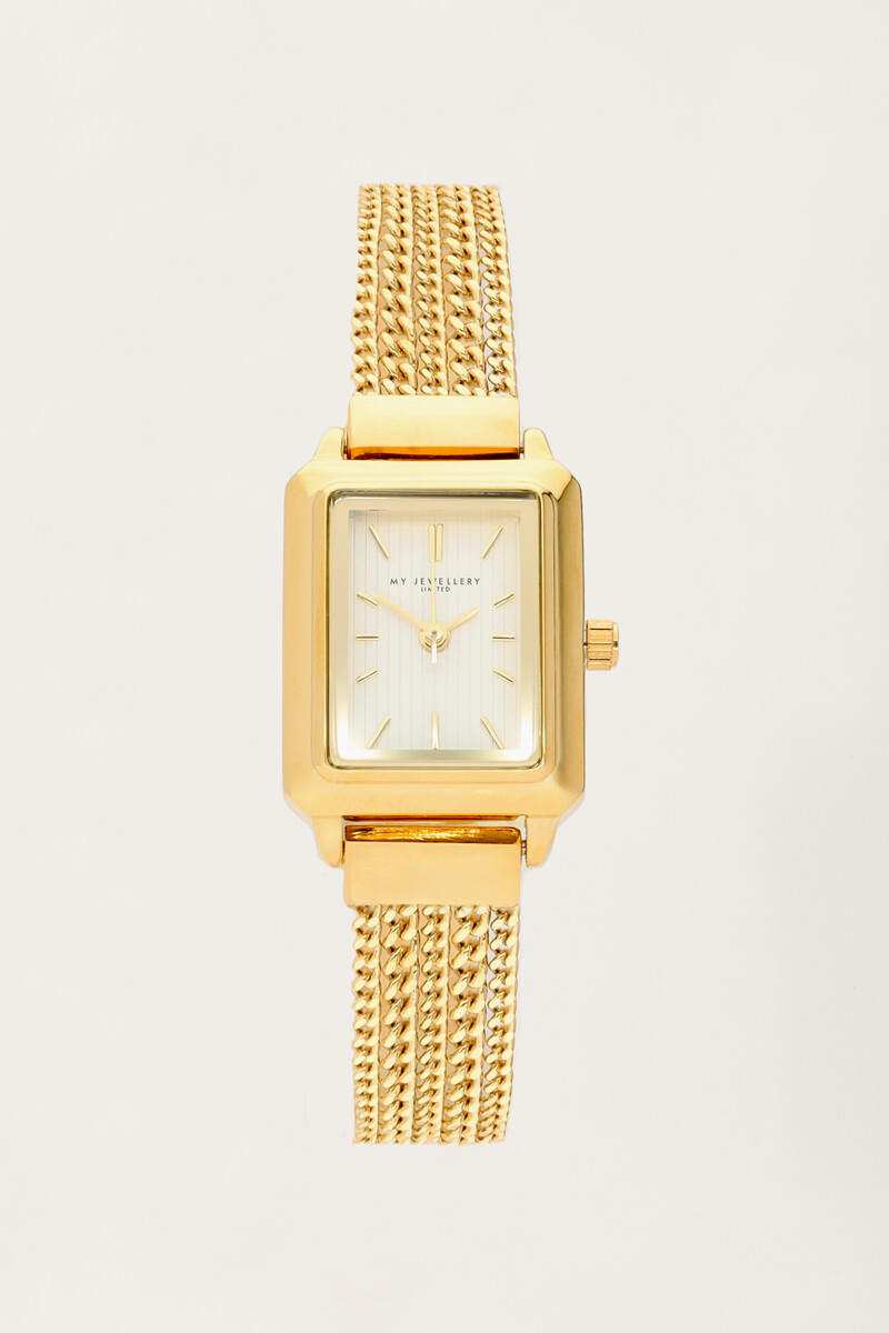 Rectangular watch with chains