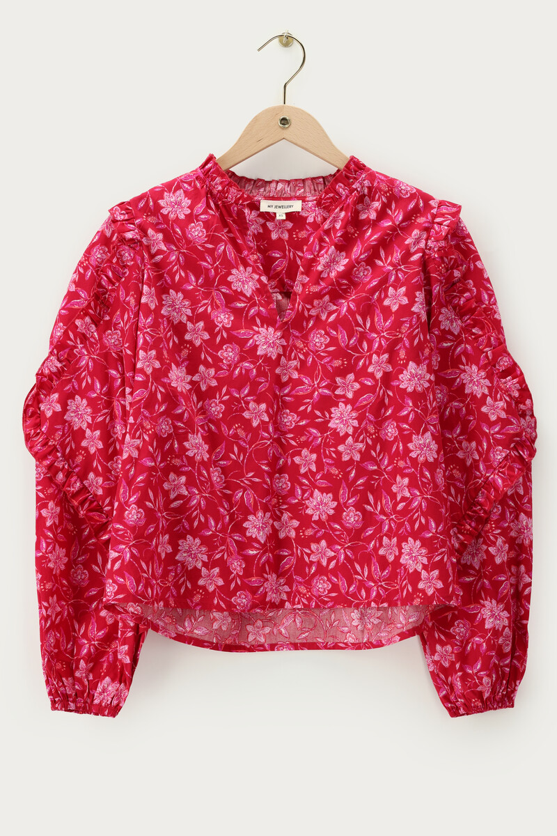 Red blouse with ruffles | My Jewellery