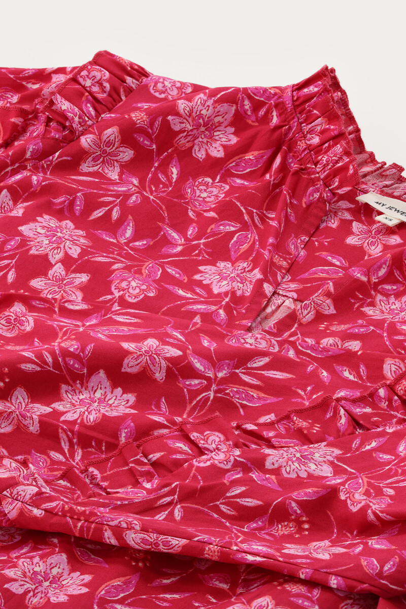 Red blouse with ruffles | My Jewellery