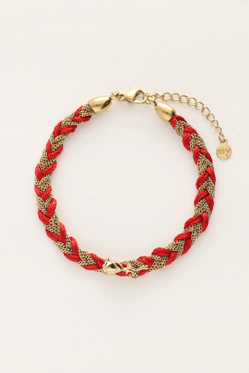 Bracelet tressé rouge avec charm