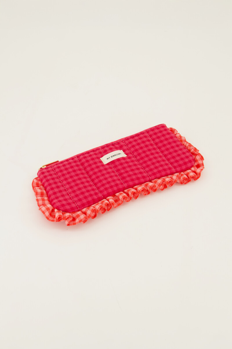 Pink pouch with ruffle and diamond | My Jewellery