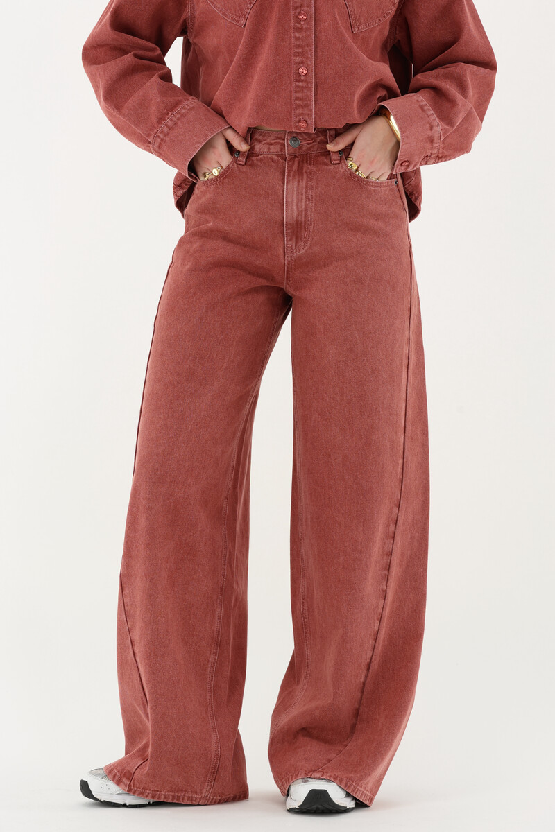 Red denim wide leg jeans | My Jewellery