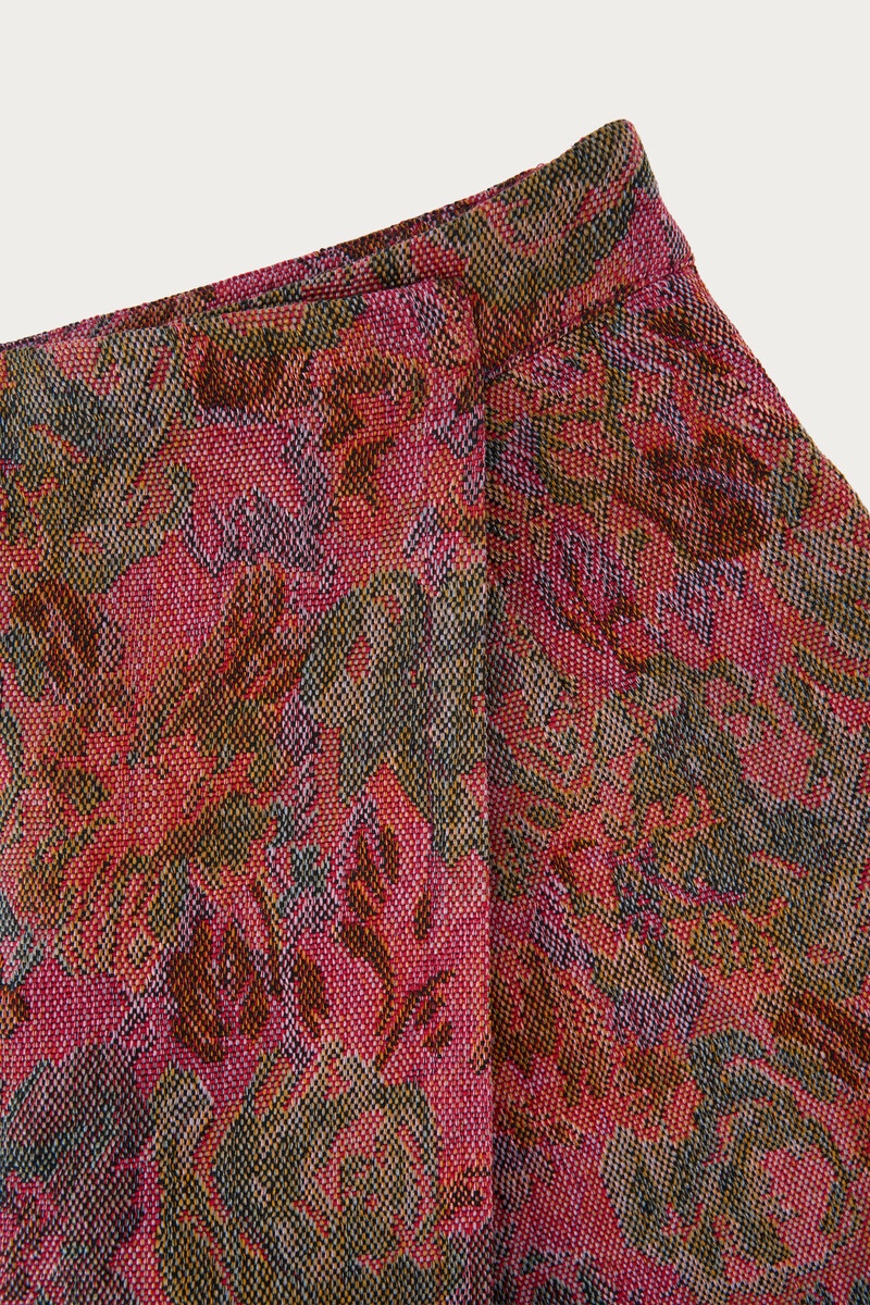 Red jacquard skort with floral print | My Jewellery