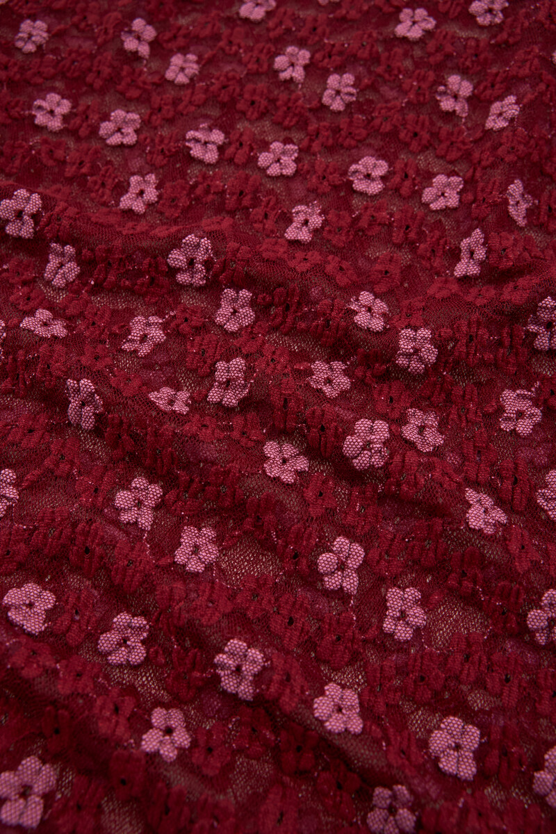 Red lace top with floral print | My Jewellery