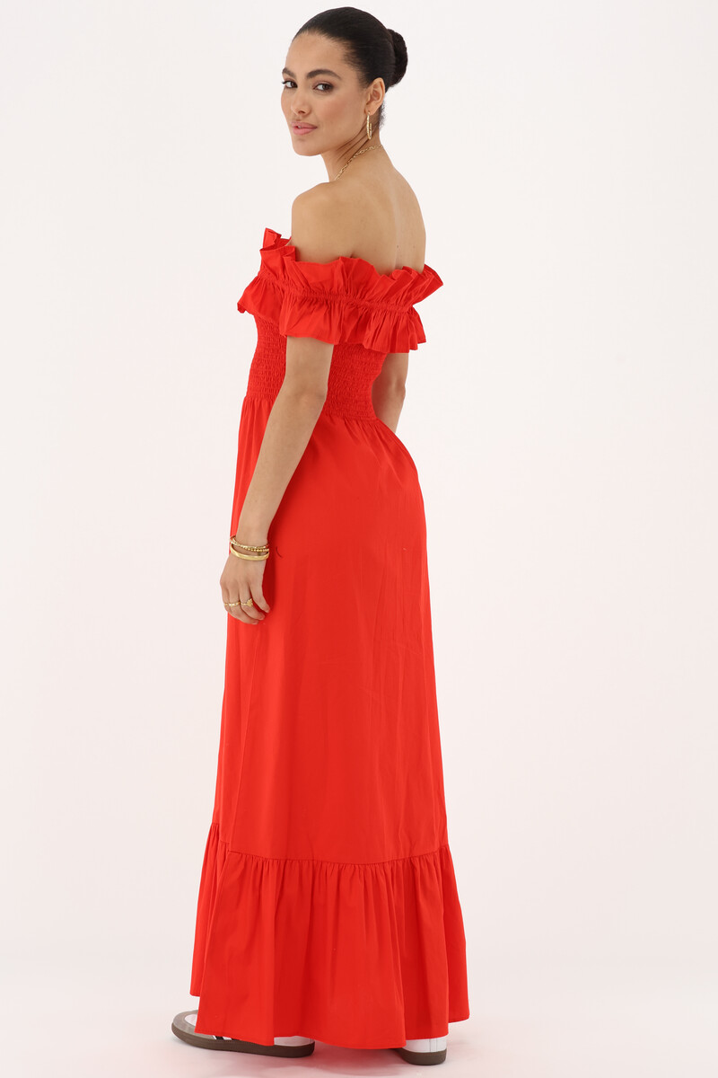 Red maxi dress with ruffles | My Jewellery