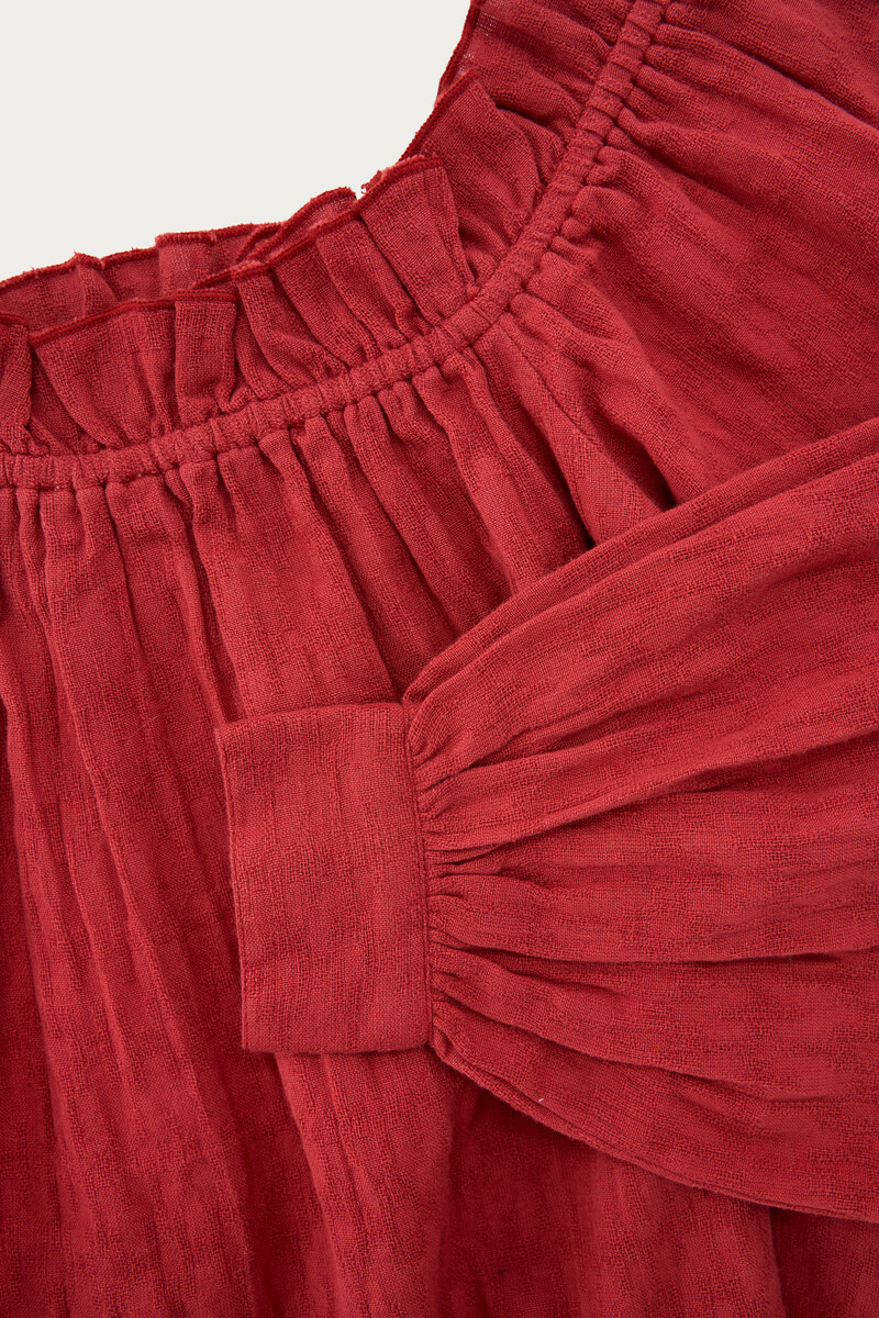 Red off-shoulder jacquard top | My Jewellery