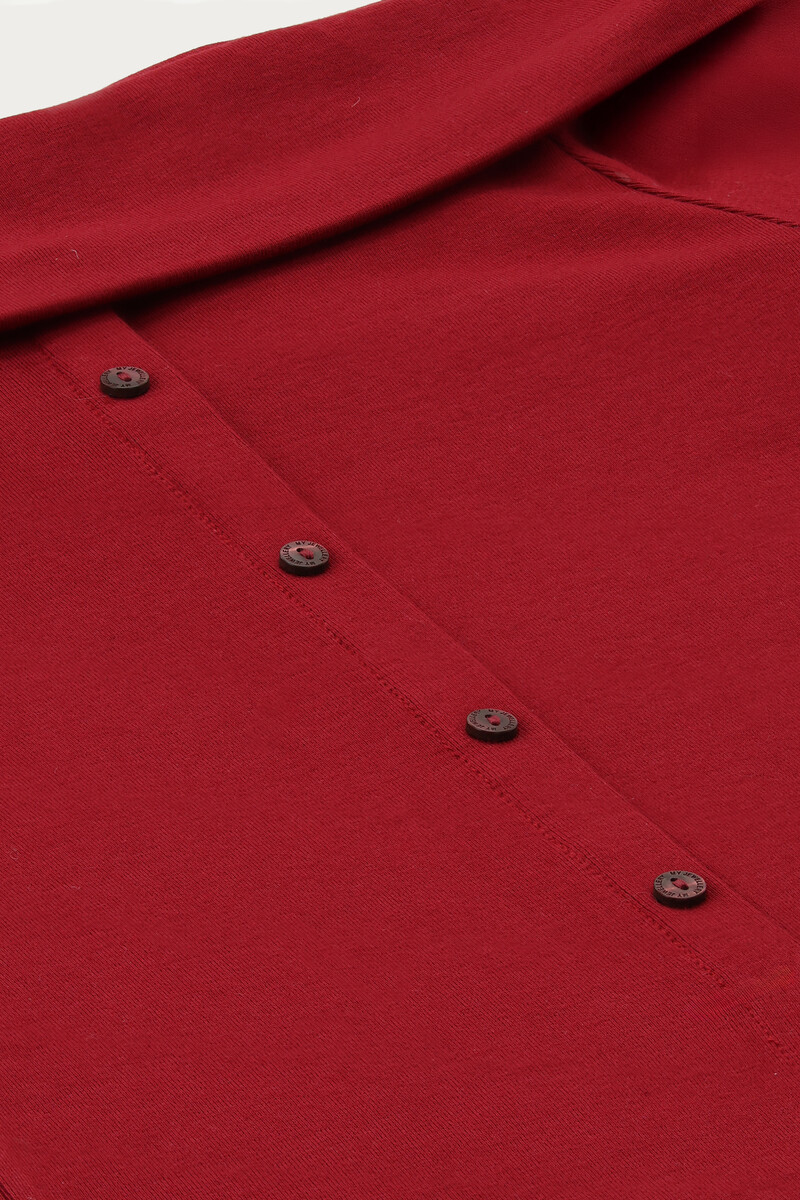 Red off-shoulder top with buttons | My Jewellery