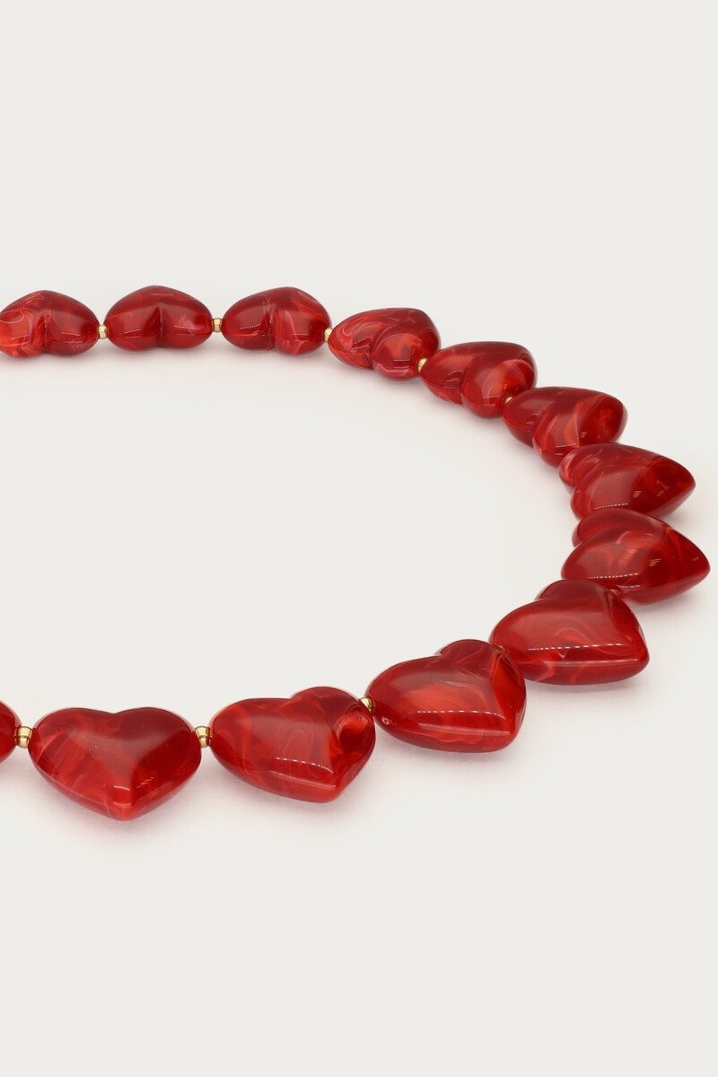 Red statement necklace with hearts | My Jewellery