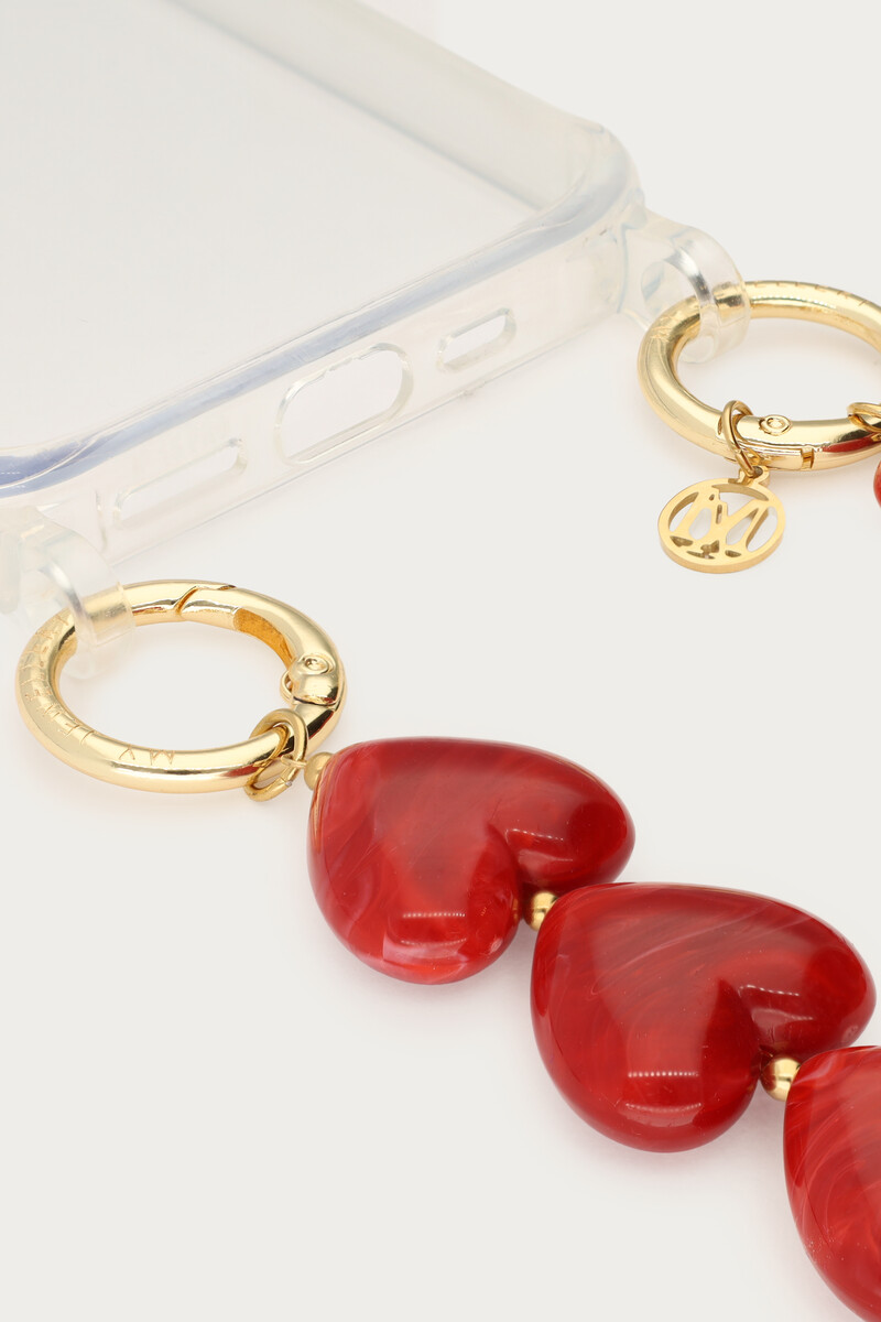Red phone cord with hearts | My Jewellery