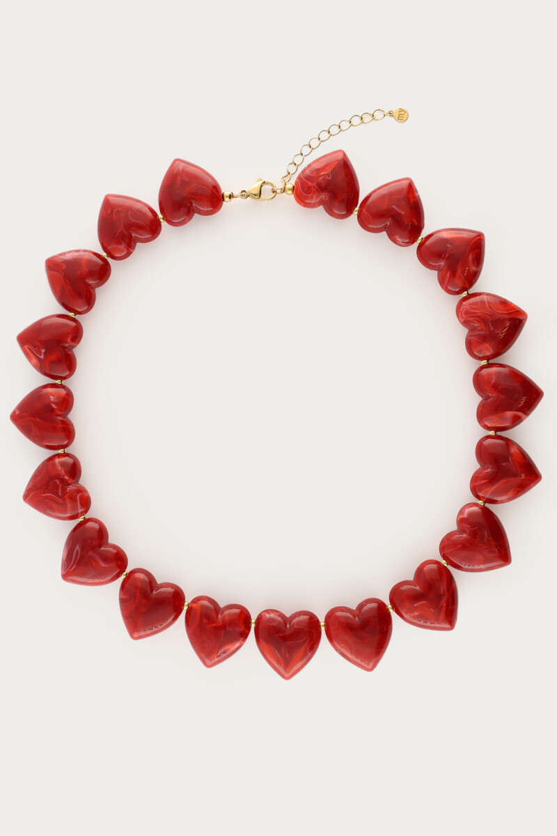 Red statement necklace with hearts | My Jewellery