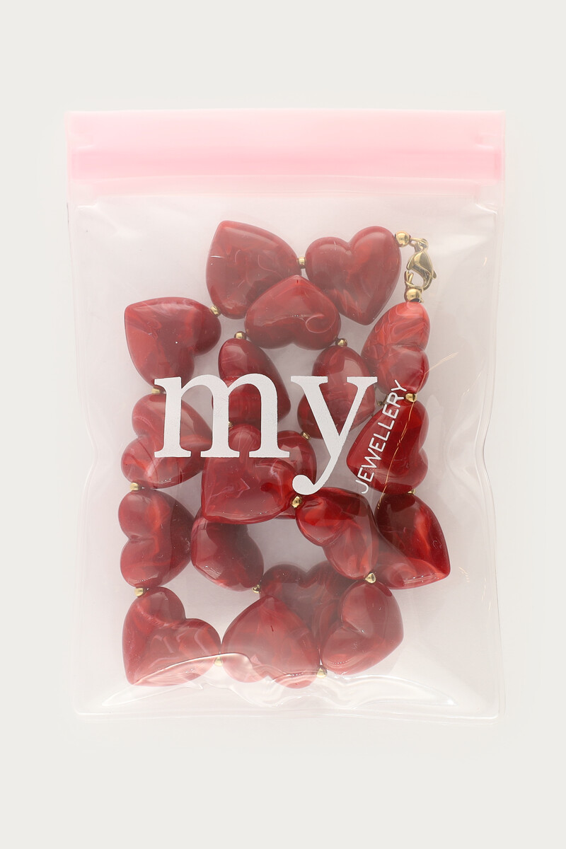 Red statement necklace with hearts | My Jewellery