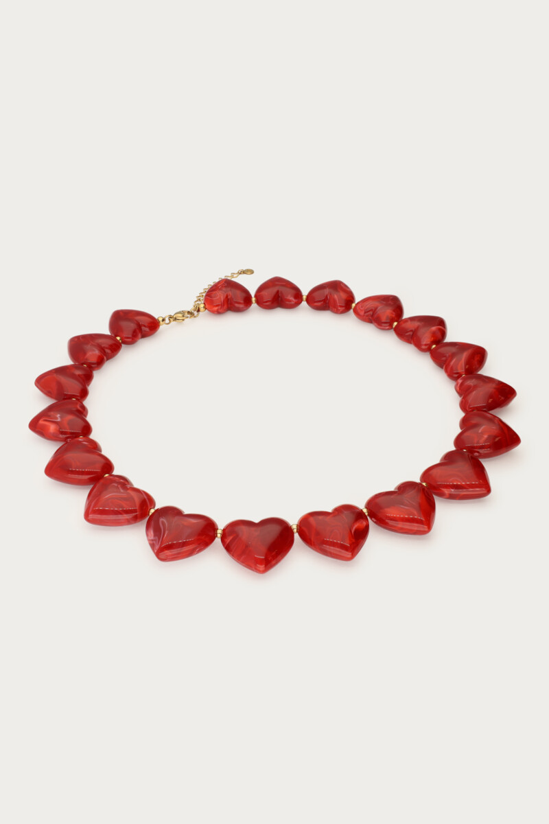Red statement necklace with hearts | My Jewellery