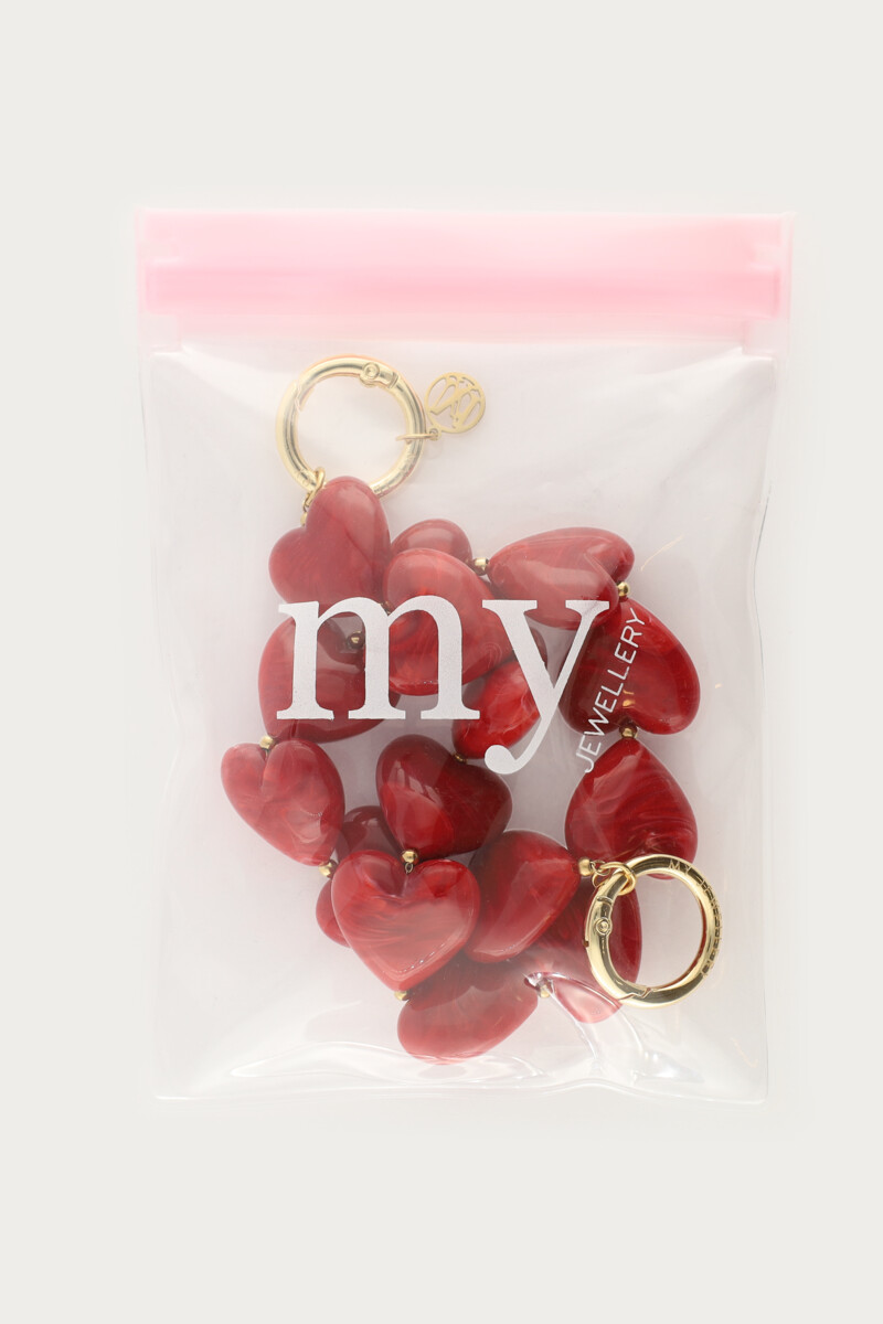 Red phone cord with hearts | My Jewellery