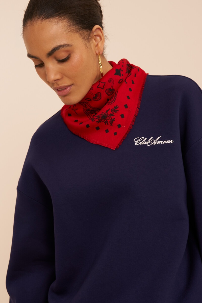 Red scarf with paisley print | My Jewellery