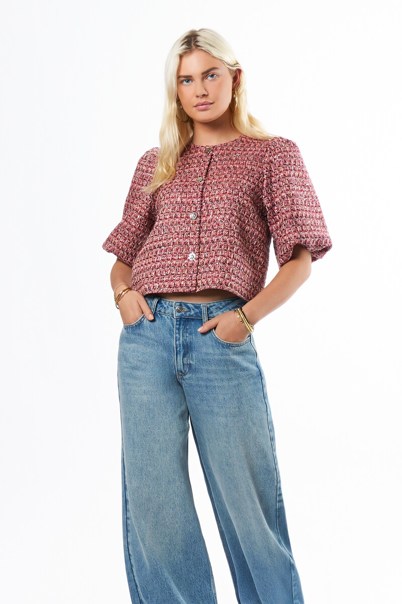 Red tweed top | My Jewellery