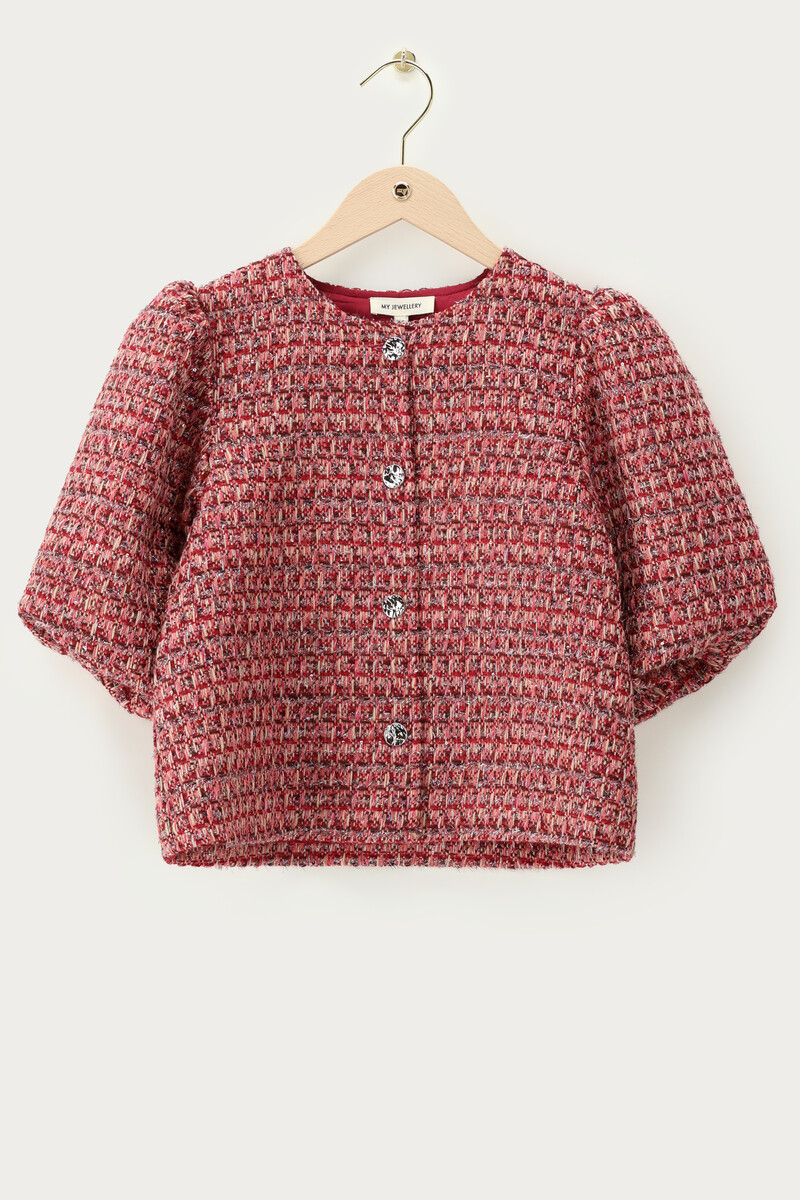 Red tweed top | My Jewellery