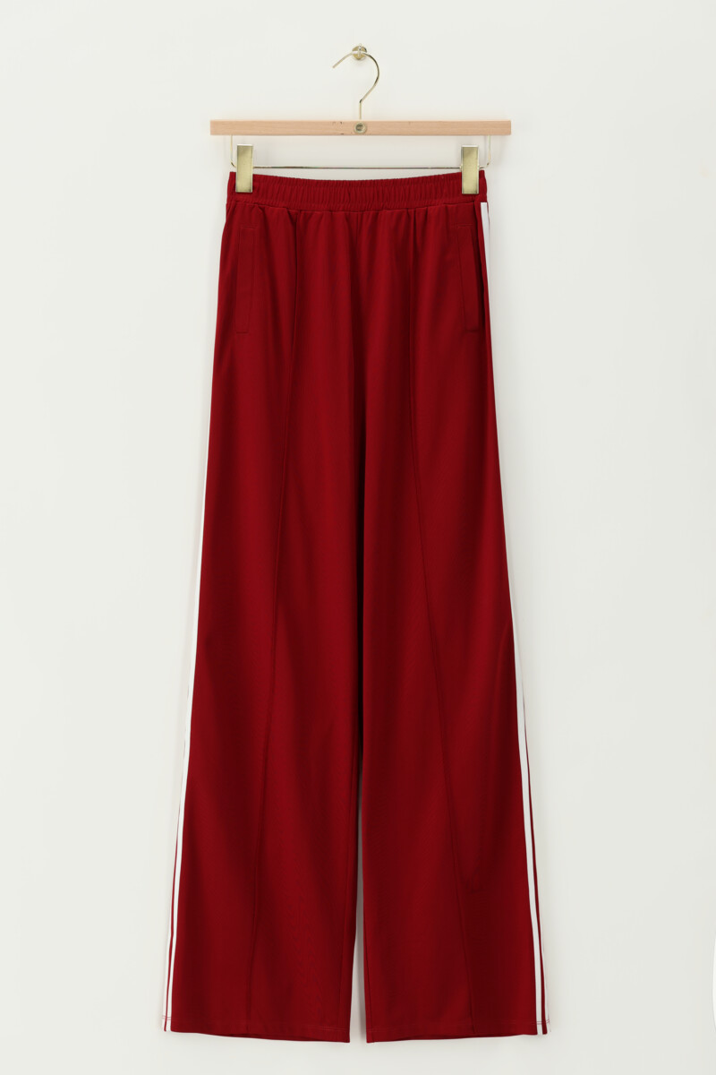 Red wide jogger pants with stripes | My Jewellery