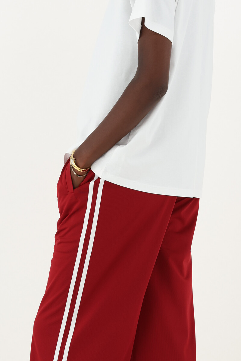 Red wide jogger trousers with stripes | My Jewellery