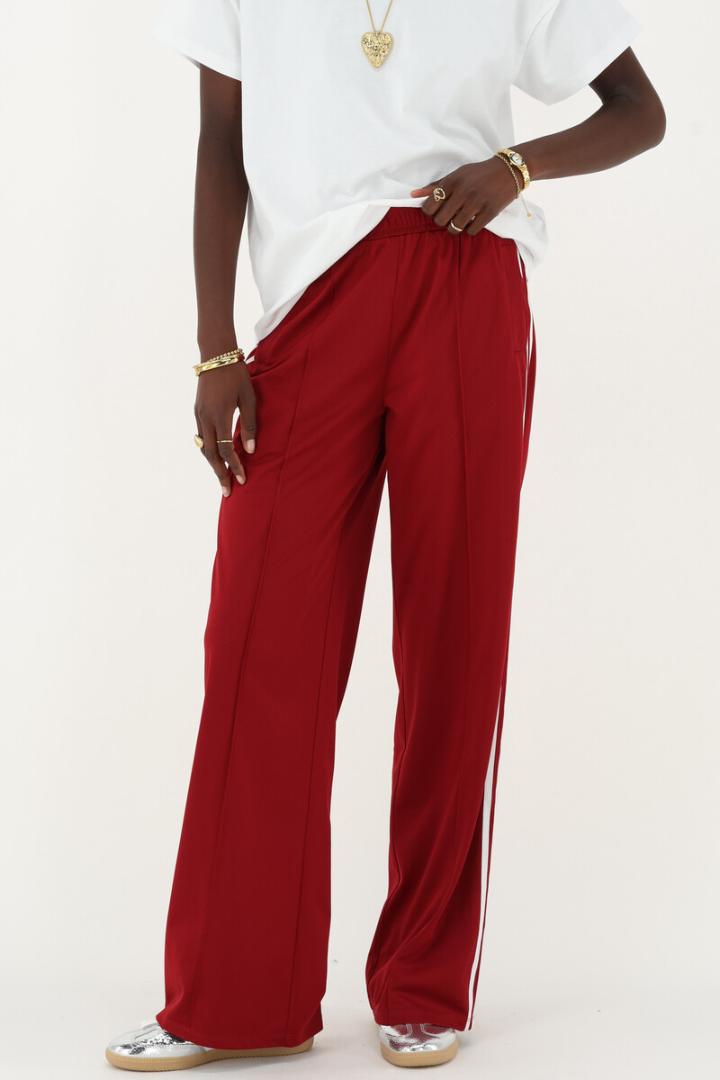 Red wide jogger trousers with stripes | My Jewellery