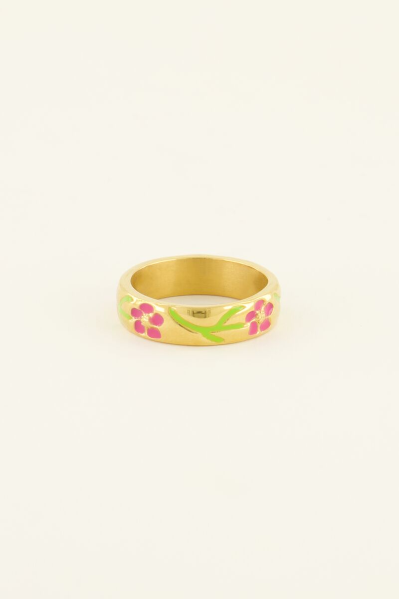 Casa Fiore ring with pink flowers