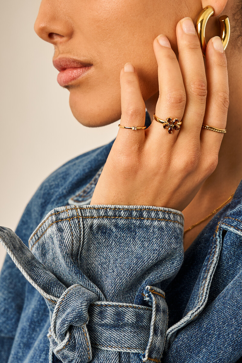 Ring with brown rhinestone flower | My Jewellery