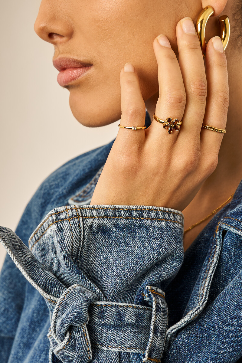 Ring with brown rhinestone flower | My Jewellery