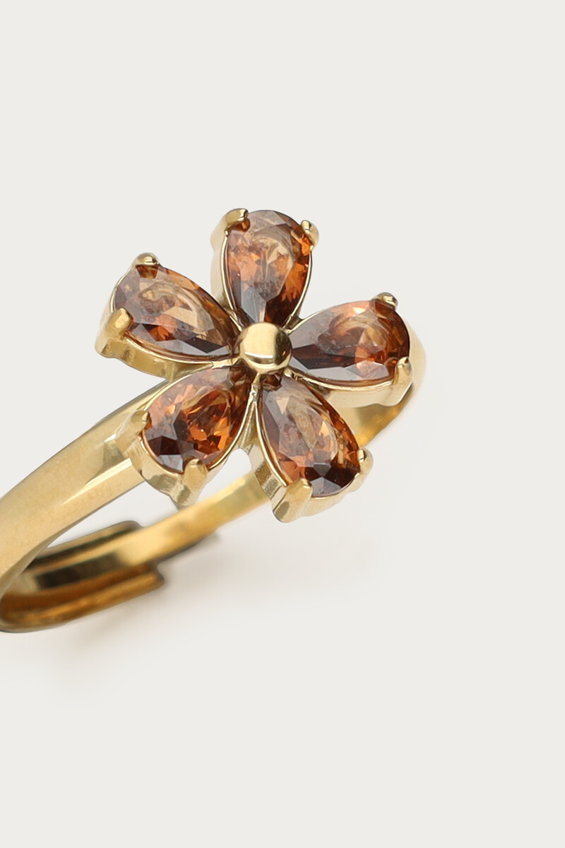 Ring with brown rhinestone flower | My Jewellery