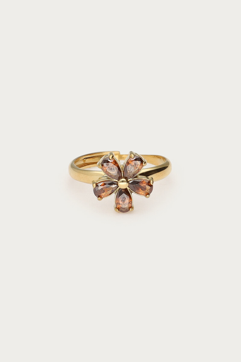 Ring with brown rhinestone flower | My Jewellery