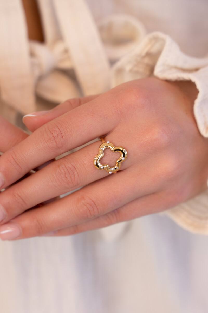 Ring with clover & faux pearls | My Jewellery