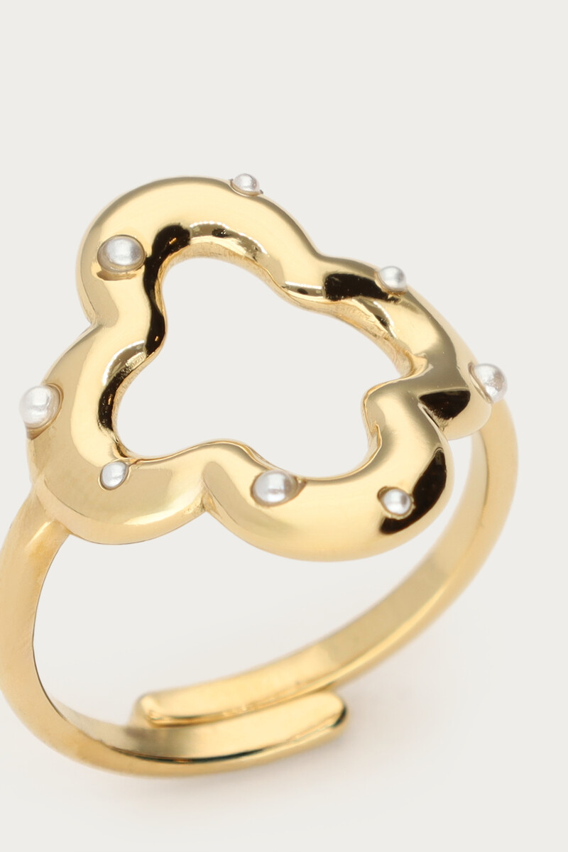 Ring with clover & faux pearls | My Jewellery