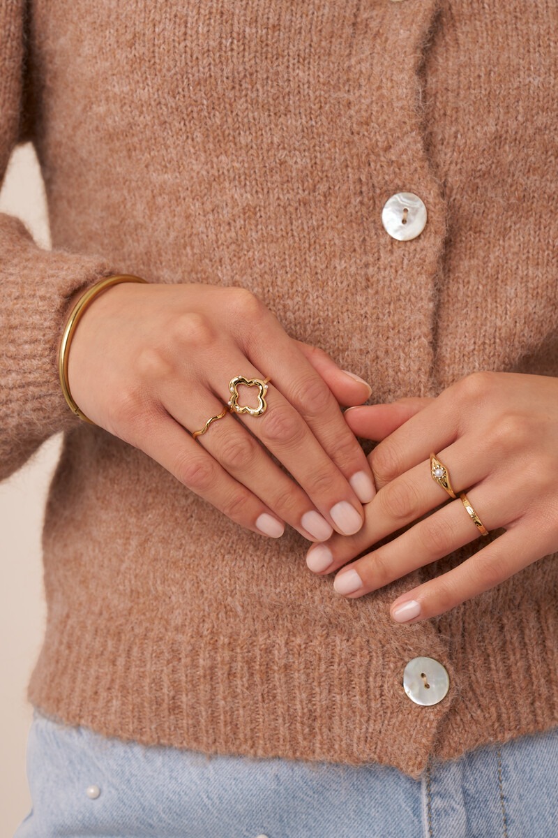 Ring with clover & faux pearls | My Jewellery